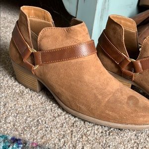 Brown suede booties